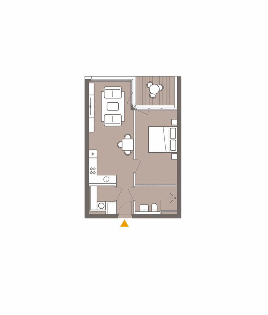 Beispielhafter Grundriss einer 2-Zimmer-Wohnung