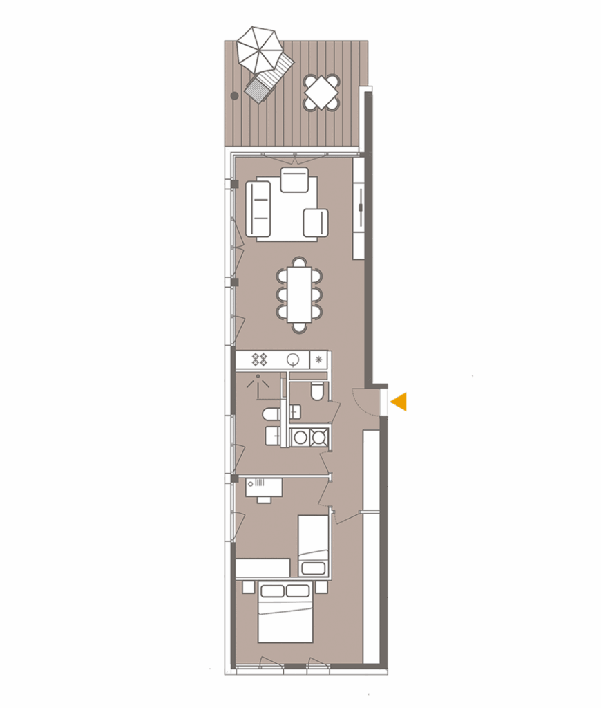 Beispielhafter Grundriss einer 3-Zimmer-Wohnung