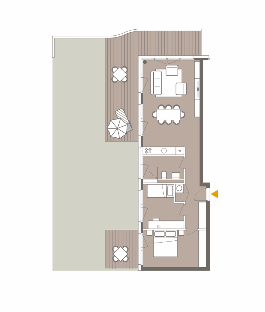 Beispielhafter Grundriss einer 3-Zimmer-Wohnung